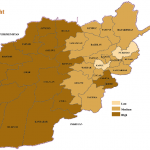 Afganistano sausrų grėsmės lygiai (atkreipti dėmesį į Goro provinciją)