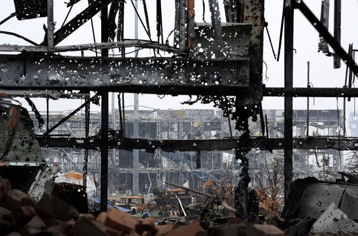 This was an airport of Donetsk (Ukraine's city). It's been held by a few volunteers for a months. For a months against hundreds of Russia terrorist troops.